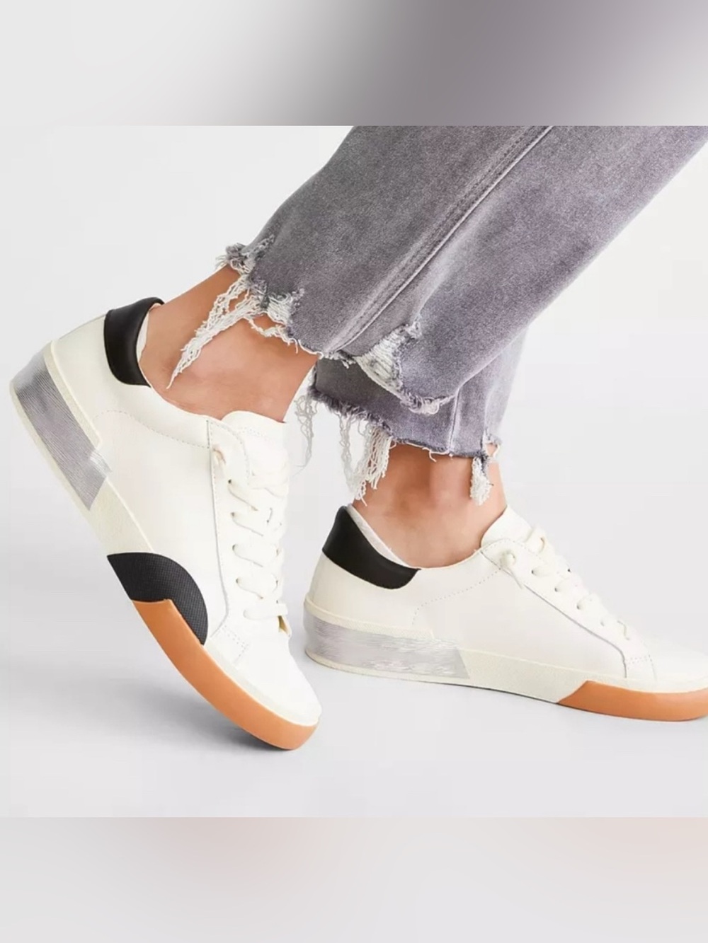DOLCE VITA Women’s Zina White Black Leather Sneaker Size 13